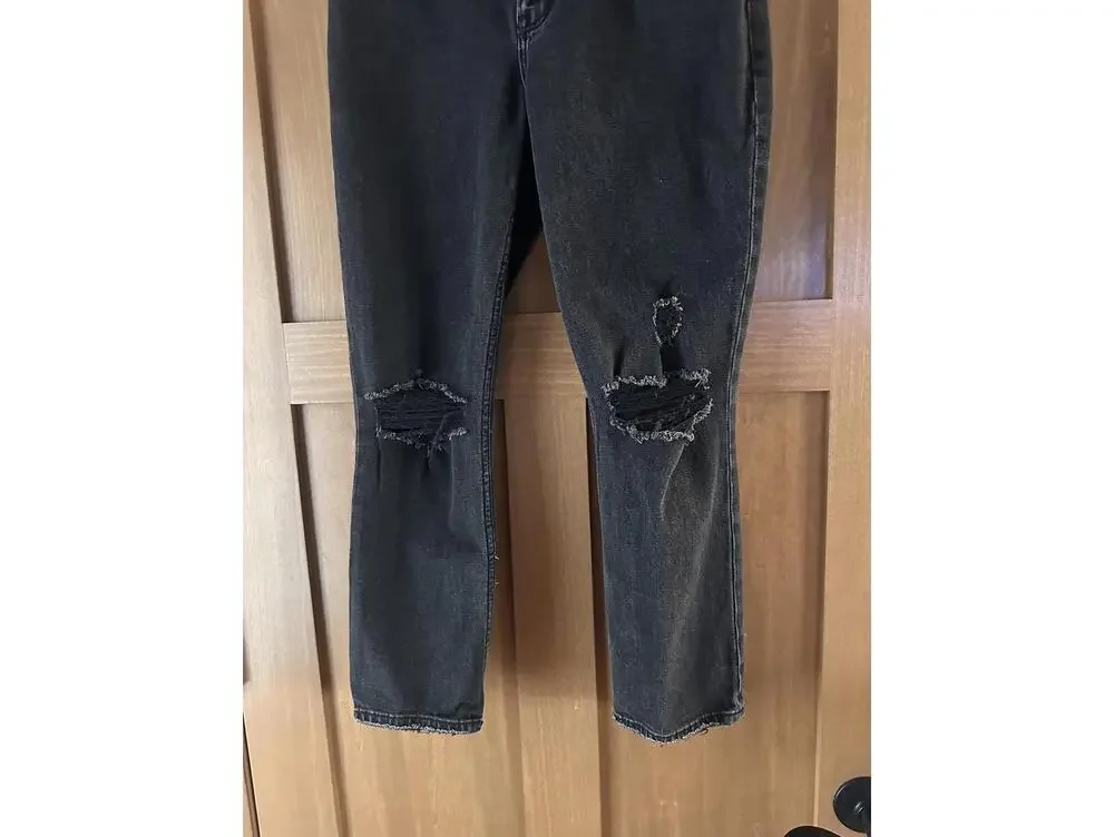 Abercrombie & Fitch Ankle Straight Ultra High Rise Curve Jeans Black Women 27/4R - Picture 2 of 14